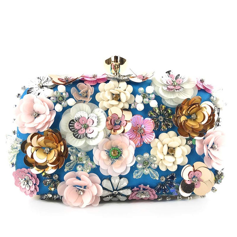 Lanpet Women Clutches Flower Evening Handbag Chain Strap Shoulder Bag - Image 1